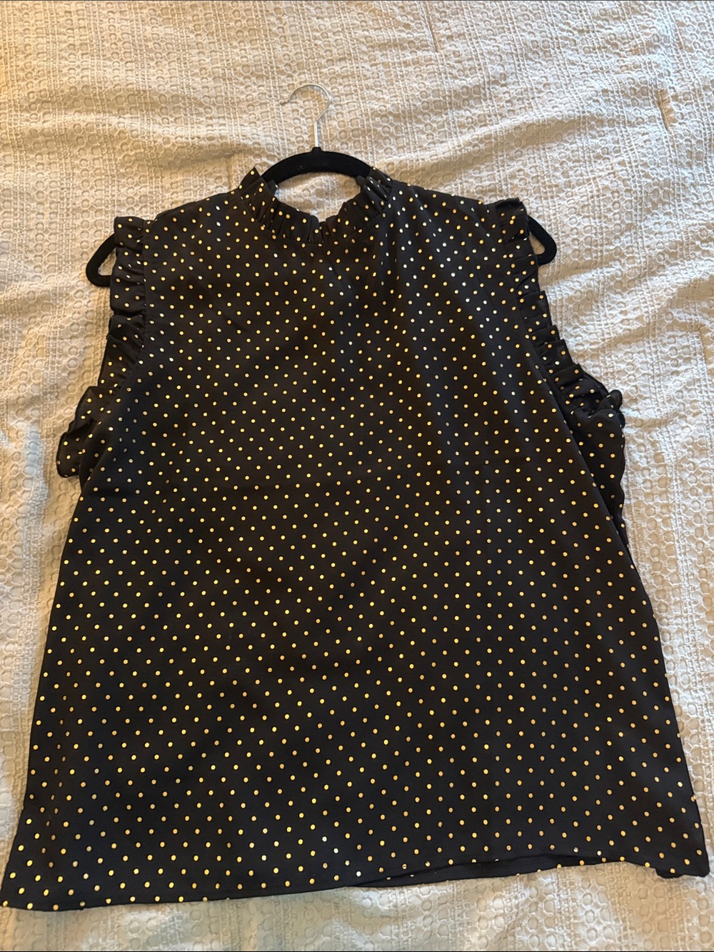Classic Polka Dot Sleeveless Top - Black with Yellow Dots